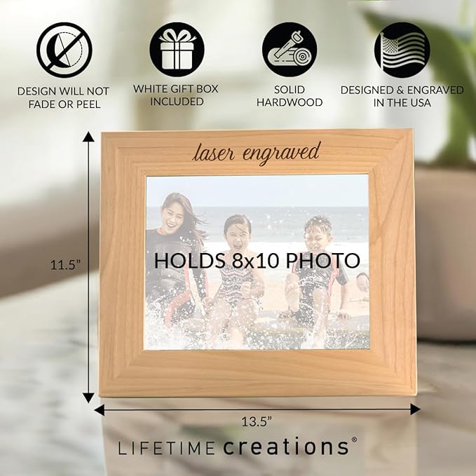 Lifetime Creations Create Your Own Personalized Picture Frame: Engraved Custom Wood Photo Frame, Customizable Gift for Wedding, Anniversary, Birthday (8x10 Inch Portrait)