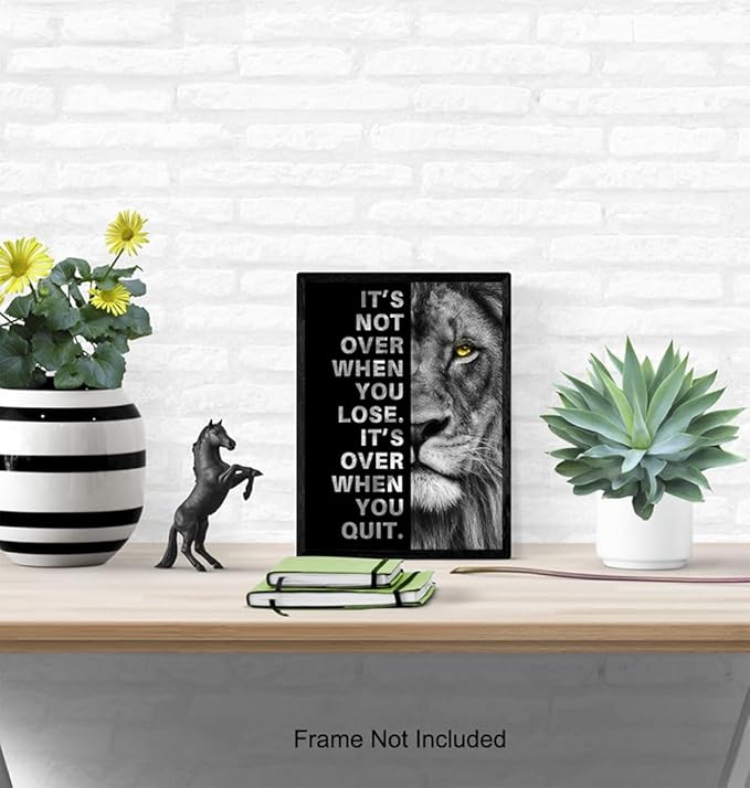 YELLOWBIRD ART & DESIGN Motivational Wall Art & Decor - Positive Quotes - Motivational poster - Office Wall Art - Lion Wall Decor Inspiration Motivation Man cave Gym Wall Decor for Men
