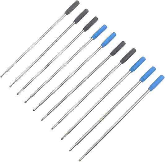 10-Pack Metal Pen Refills Blue and Black Refills 115mm Replacement Ballpoint 1mm Tip Pen Refill, Ink Pen Refills