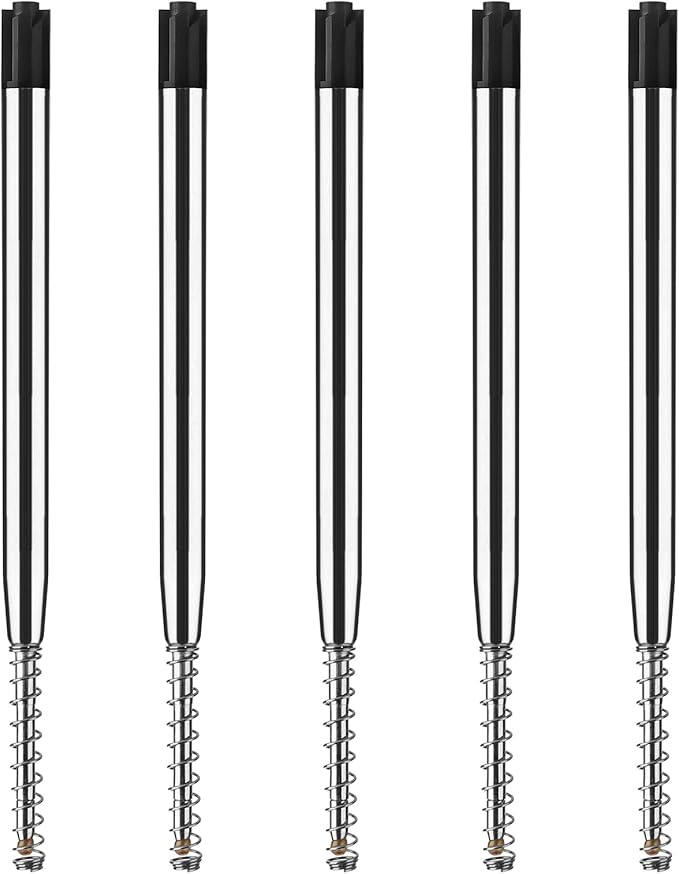 TIESOME 5pcs Replaceable Ballpoint Pen Refills with Spring Metal Ball Point Refills Smooth Writing Pen Refills, 0.7mm Retractable Ballpoint Pen Refills for School Office Supplies (Black)
