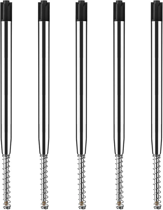 TIESOME 5pcs Replaceable Ballpoint Pen Refills with Spring Metal Ball Point Refills Smooth Writing Pen Refills, 0.7mm Retractable Ballpoint Pen Refills for School Office Supplies (Black)