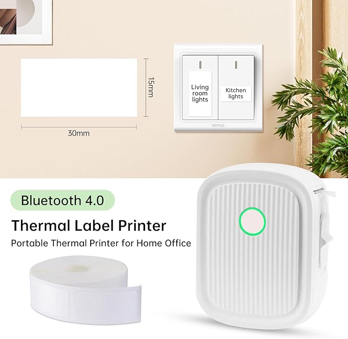 Label Maker Machine with Tape Inkless Printer Bluetooth Label Maker Machine Portable Thermal Label Printer for Home & Office, MINI, White, XXBQDYJ0001W