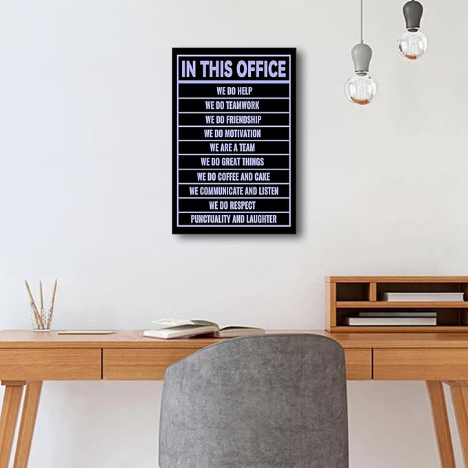 In This Office Inspirational Canvas Wall Art Motivational Entrepreneur Quotes Poster Print Wall Decor Artwork for Modern Home Bedroom Gym Office Workplace Picture Stretched and Framed [12''Wx18''H]