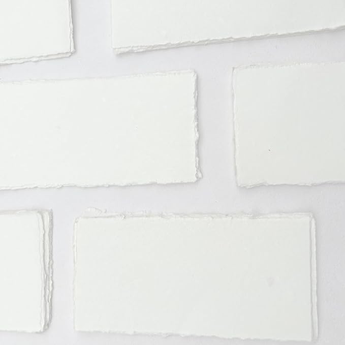 Handmade Deckle Edge Cotton Rag Paper 4x9” – 150 GSM Premium Blank Invitation Sheets | Rustic Textured Card Stock for Wedding Invites, Baby Showers, Crafting & Calligraphy (Pack of 100)