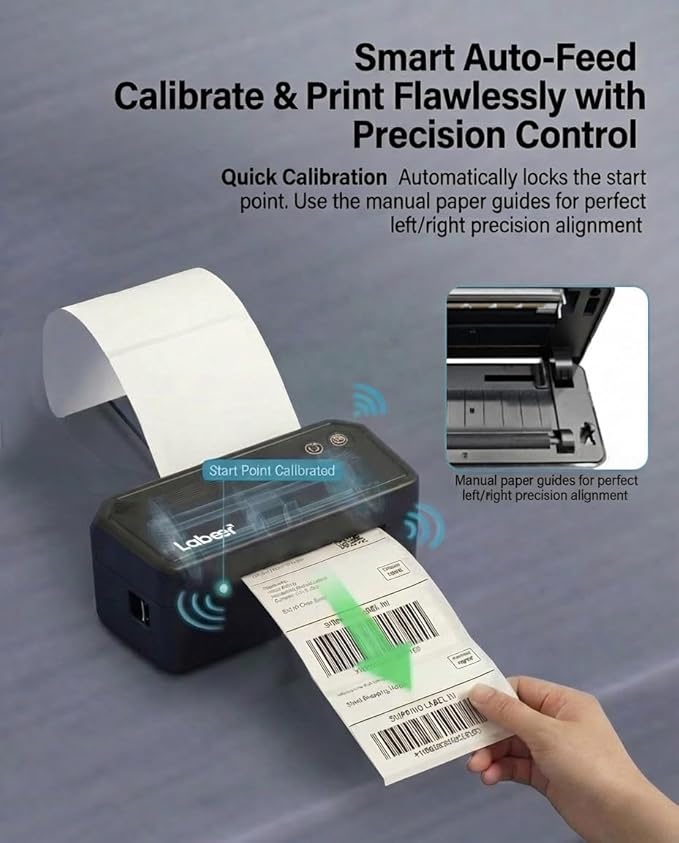 Labeer Bluetooth Thermal Label Printer, 4x6 Wireless Label Printer for Shipping Packages, Small Business Office or Home, Compatible with Windows, Mac, Android, iOS, Shopify, Etsy, UPS