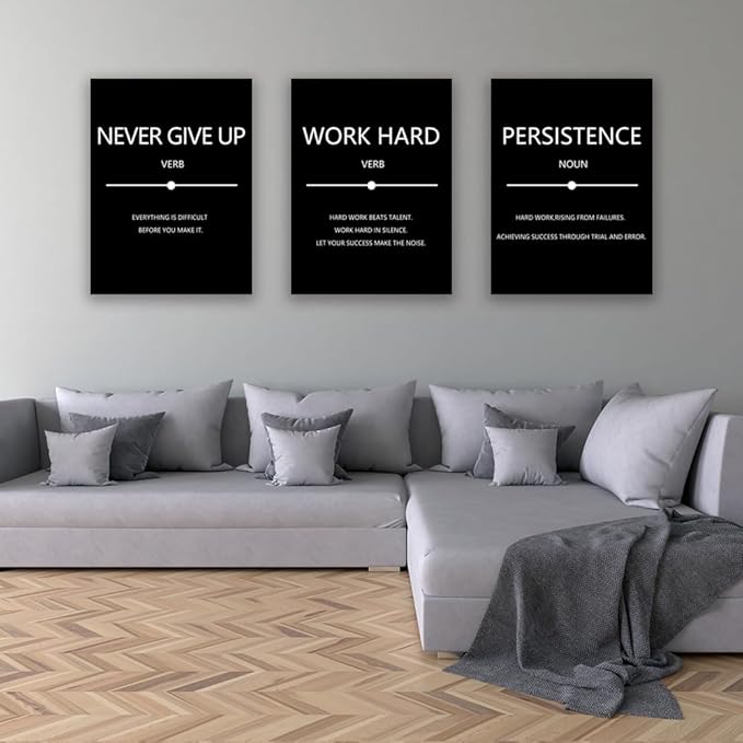 Inspirational Success Canvas Wall Art - Hustle Posters Prints - Entrepreneur Quote Wall Picture - 3 Pieces Artwork - Framed - Easy to Hang (72'Wx36'H)