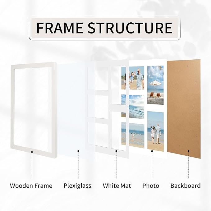 11x14 Collage Picture Frame, Displays 5Pcs 4x6 Photos with Mat or 1Pcs 11by14 Picture without Mat for Wall Hanging, Picture Frames Collage Wall Decor, 1 Pack
