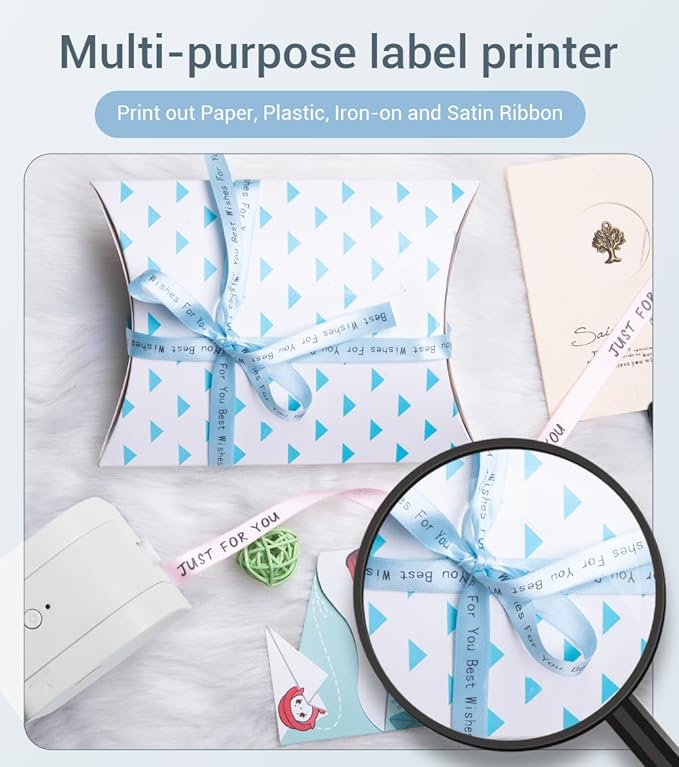 Phomemo Label Maker Machine with 4 Tapes, P12 Bluetooth Small Label Maker with Multiple Templates Thermal Transfer Ribbon Printer Machine for Home, School, Gift Wrapping, Office, White