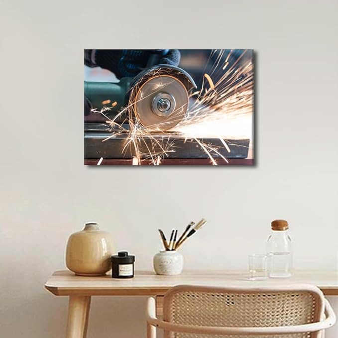 Bathroom Decor Wall Art Machine Tool Canvas Painting Wall Art Cut Metal Canvas Art Wall Painting Framed Wall Art Canvas Art Posters Modern Wall Decor Canvas Arts & Crafts, 12" x18"