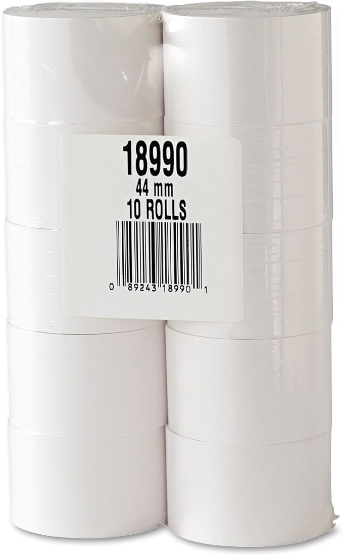 PM Company 18990 Single Ply Cash Register/POS Rolls, 1 3/4-Inch x 150 ft., White, 10/Pack