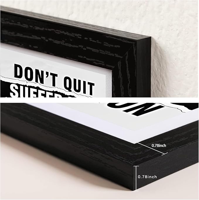 Inspirational Framed Wall Art Black and White Text Motivational Posters Wall Decor Canvas Print Artwork Suitable for Office Classroom Living Room Decor Ready to Hang 12X16inch