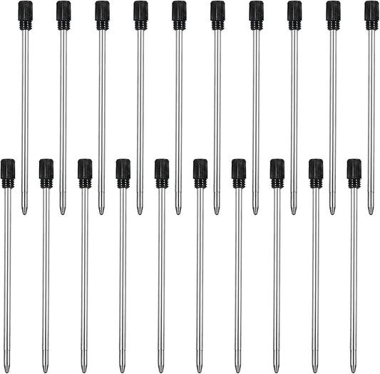 20PCS 2.75in Black Ballpoint Pen Refills, Replaceable 1mm Tip Black Ink Refill Metal Medium Point D1 Refills Metal Ink Pens Refill