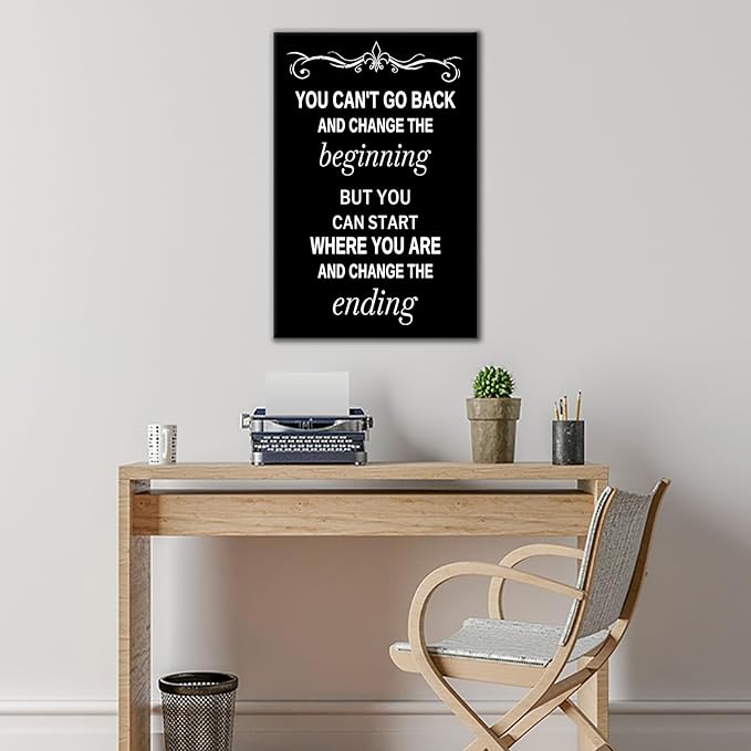 Inspirational Canvas Wall Art Poster Decor for Office Motivational Success Quotes Picture Painting Positive Artwork for Modern Home Bedroom Classroom Gym Stretched and Framed [12''Wx18''H]