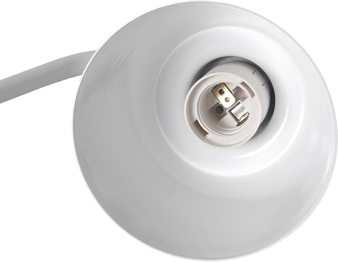 Simple Designs LD1077-WHT 16" Sleek Essentials Adjustable Metal Desk Task Lamp, for Office, Desk, Nightstand, Dorm, White