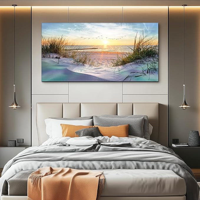hyidecorart Canvas Wall Art For Living Room Large Size Decor Bedroom Blue Ocean Beach Landscape Paintings Poster Prints Artwork Office Decorations Seascape Pictures Modern Home Works