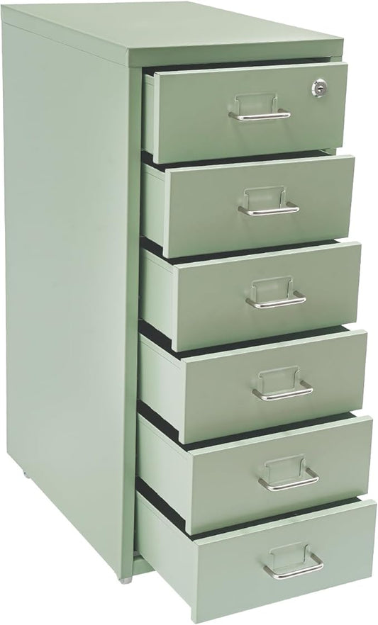 6 Drawer File Cabinet with Lock Vertical Filing Storage Cabinet Home Office Metal Vertical File Cabinets for Letter Legal A4 File Size, Assembly Required (Green, 6 Drawer)