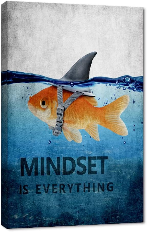 Mindset is Everything Motivational Canvas Office Wall Art Inspirational Entrepreneur Quotes Poster Print Painting Picture for Bathroom Decor Framed 28" W x 44" H