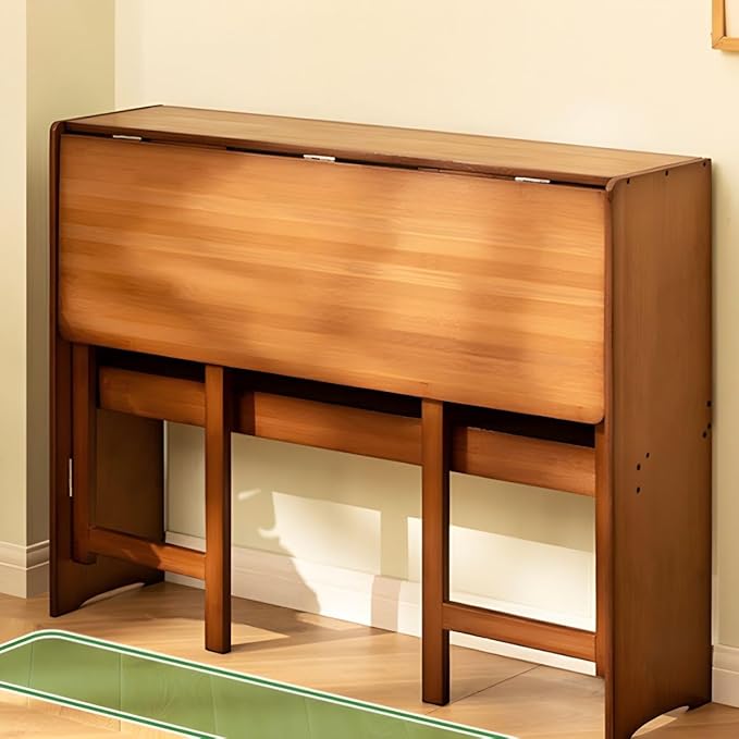 Modern Office Desk 41" L Computer with Wood Base and Collapsible Feature Rectangular Home Writng Working for Living Room, Classroom, Study Room - Without Chairs Brown
