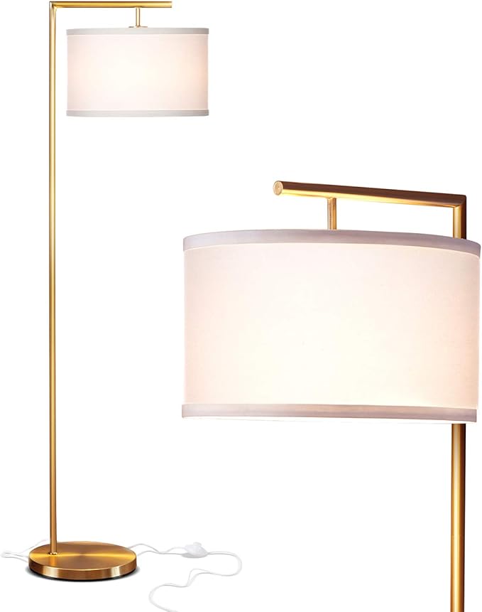 Brightech Montage Modern Floor Lamp - LED Standing Lamp with Adjustable Color Changing Bulbs for Living Rooms & Offices - Tall Corner Bedroom Reading Light for Contemporary Home Decor - Antique Brass