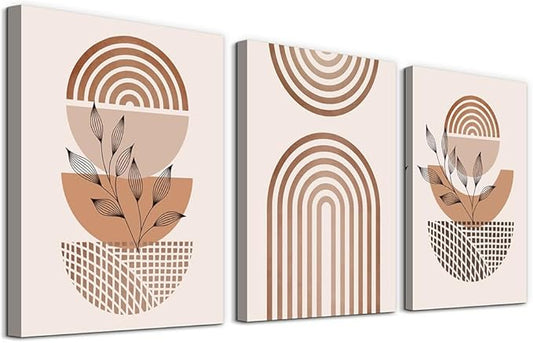 DZRWUBHS Boho Wall Decor - Canvas Art for Living Room & Bedroom; Modern Abstract Wall Paintings, Set of 3, 20x28 Inches