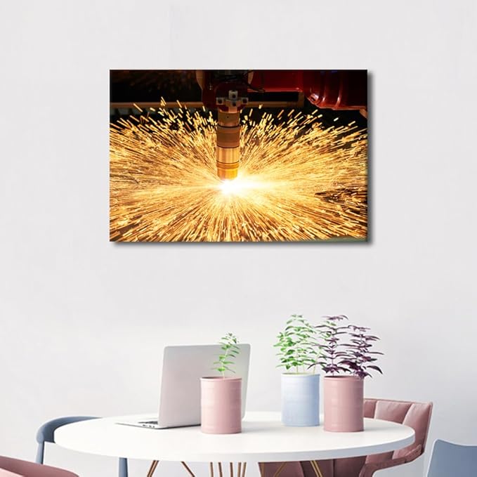 Framed Art Wall Decor Laser Cutting Metalworking Canvas Art Paintings Wall Decor Factory Canvas Prints Wall Art 1 Piece Wall Art Living Room Wall Art Modern Artwork Wall Hanging, 16" x24"