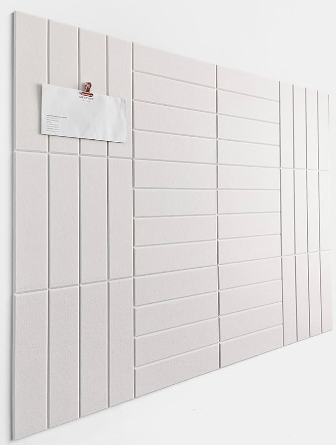 White Felt Bulletin Board Tiles | Modern Cork Board Alternative | Large Cork Boards for Walls | Aesthetic Felt Wall Panels for Office & Home Decor | Pin Board & Photo Board (12-Pack) | White
