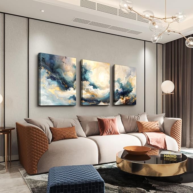 TTHYUEWS Minimalism Abstract Ink Paintings Large Wall Art For Living Room Canvas Wall Decor For Bedroom Office Wall Decorations Framed Canvas Prints Wall Pictures Artwork Modern Home Decor 3 Piece