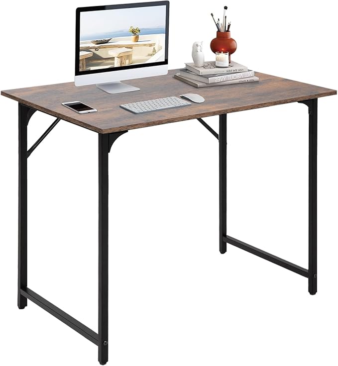 BestOffice Computer Desk,Home Office Desk, Modern Simple Style for Home Office Study Writing (Brown, 32 Inch)