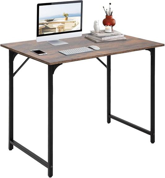 BestOffice Computer Desk,Home Office Desk, Modern Simple Style for Home Office Study Writing (Brown, 32 Inch)
