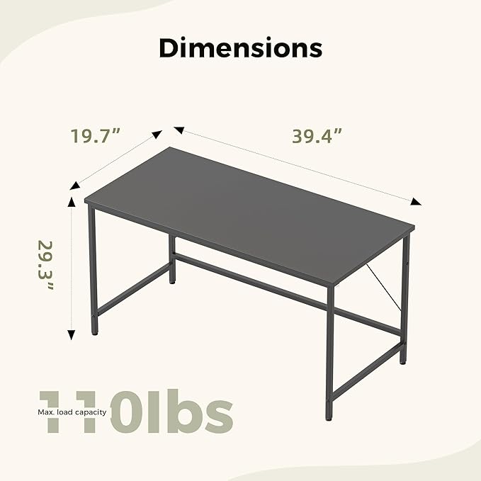 Mericonia 40 inch Computer Desk, Gaming Desk for Small Spaces, Modern Simple Style Table for Home Office, Study Student Writing Table