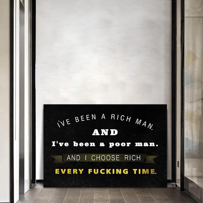 Motto Inspirational Wall Art Motivational Canvas Painting Wooden Wolf of Wall Street Pictures Inspiring Entrepreneur Quotes Posters Prints Artwork Home Office Decorations Framed (28”Hx44”W)