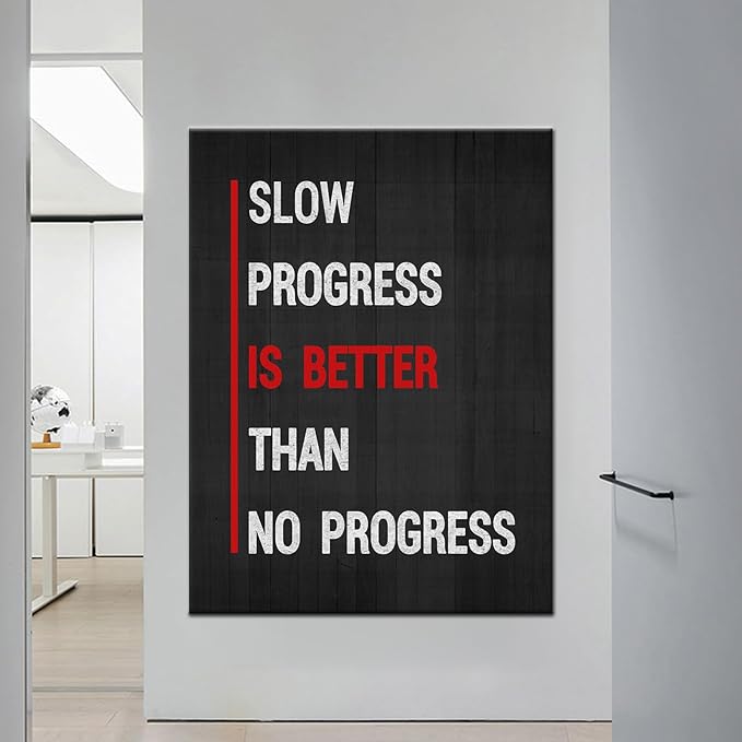 Motivational Canvas Wall Art Positive Progress Picture Inspirational Entrepreneur Quote Wall Poster Print Artwork for Modern Home Living Room Office Painting Wall Decor Ready to Hang [30''Wx 40''H]