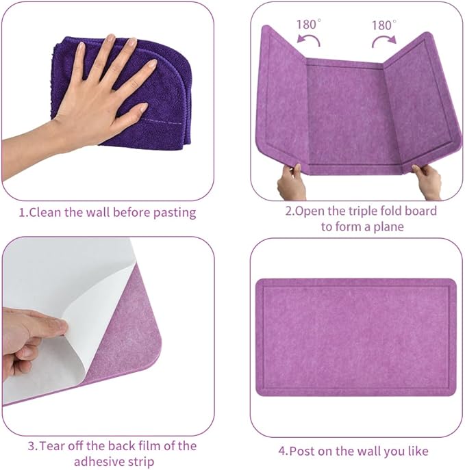 Vuzvuv Violet Purple 28"x16" Large Cork Board with 50 Push Pins for Valentine's Day, Self-Adhesive Bulletin Board for Wall, Felt Pin Vision Board for Paste Notes,Schedules Offices Home