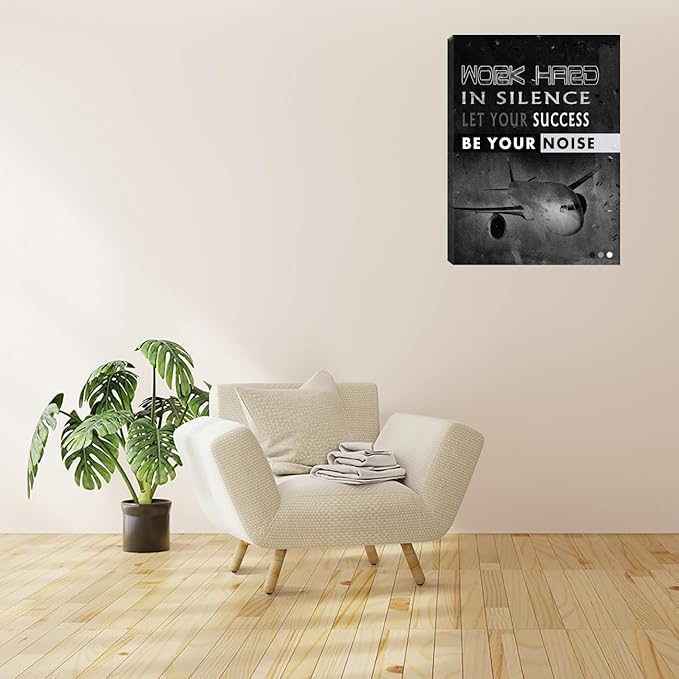 Inspiration Wall Art Black Office Motivational Canvas Wall Decor Success Posters Prints Entrepreneur Quote Wall Picture Paintings Artwork Home Bedroom Framed Ready to Hang 12"x16"