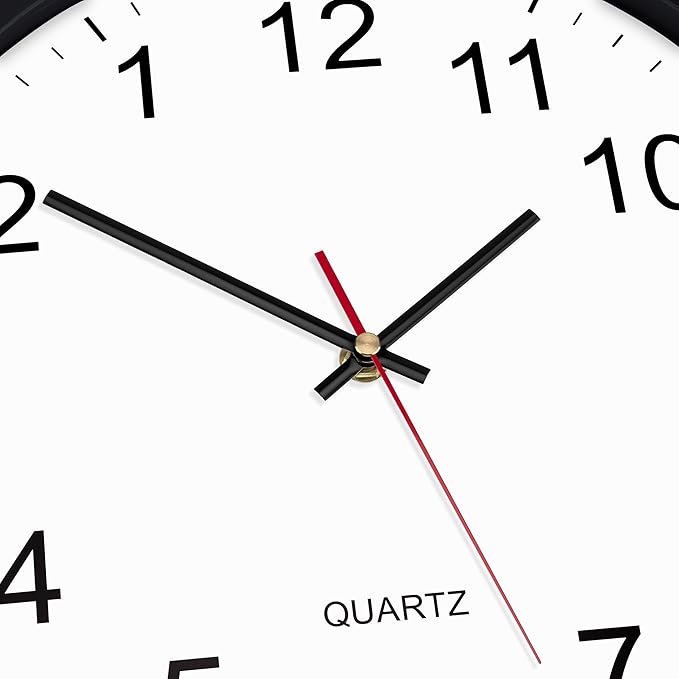 Foxtop Black Backwards Wall Clock, Runs Counterclockwise, 12 Inch Silent Non Ticking Battery Operated Round Analog Wall Clock for Bedroom Bathroom Home Office Classroom