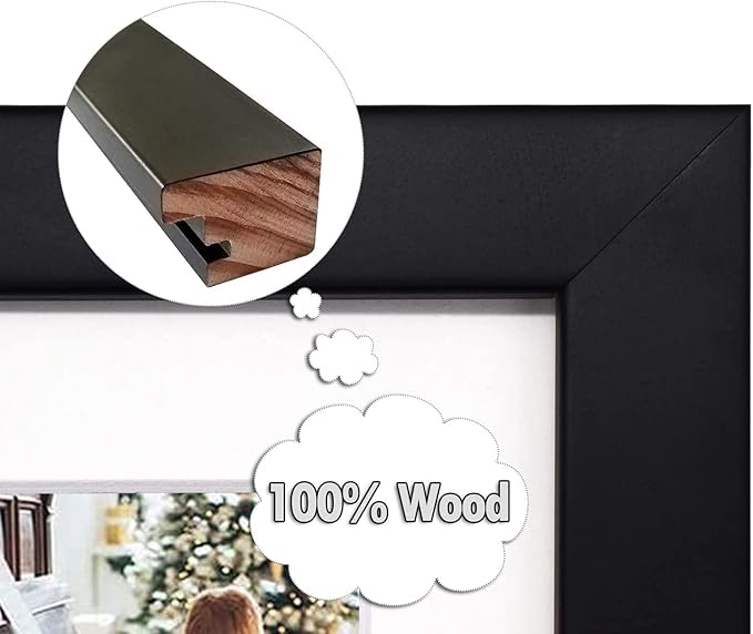 Golden State Art, Set of 2, 13.7x15.7 Matted Black Wood 7-Opening for 4x6 Collage Picture Frame