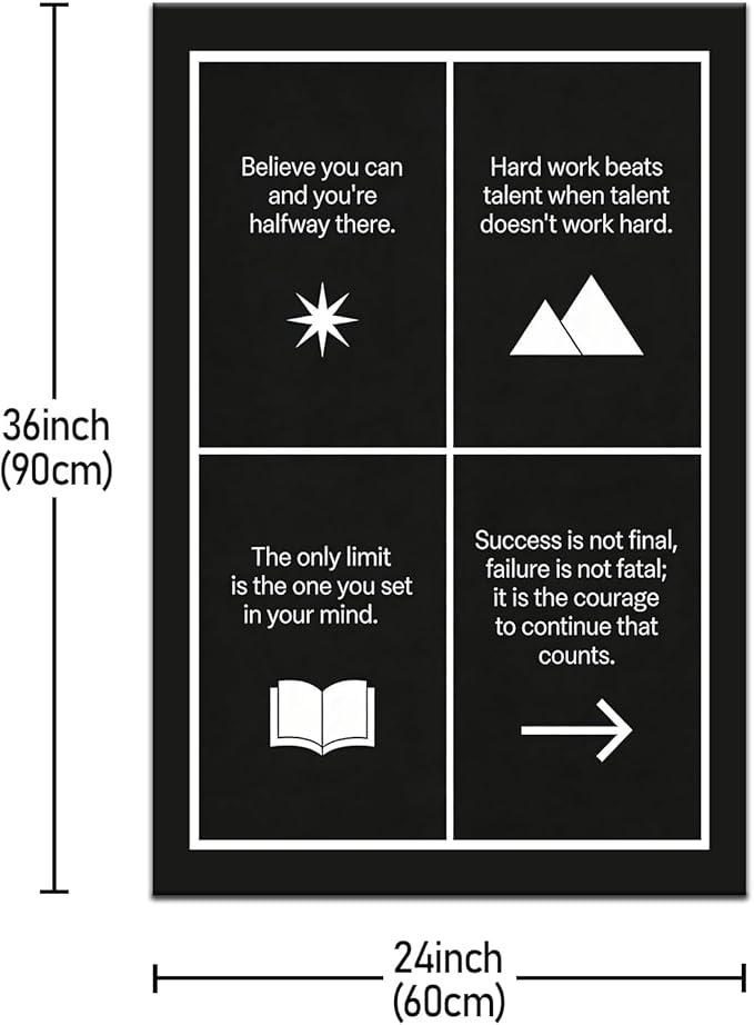 Large Success Quote Wall Decor Believe Hard Work And Limits Inspirational Canvas Art Framed for Conference Room Executive Office Decor 36x24 Inch Bold Statement Piece for Leaders