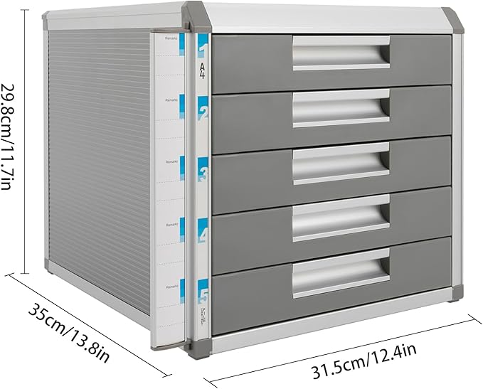 File Cabinet, Desk Organizer with 7 Drawers Metal Desktop Storage Cabinet File Holder with Locks and Keys for Home Office Organization (5 Layers-5 Small Floors)