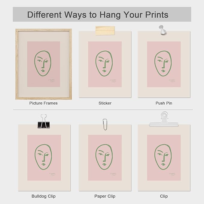 SIGNWIN Adhesive Canvas Poster Bathroom Decor 11"x14"x 8, Wall Art Room Decor Multicolor for Living Room, Bedroom, Office Matisse Nude Dancer Geometric Pink Jungle Plant Nature Abstract Shapes