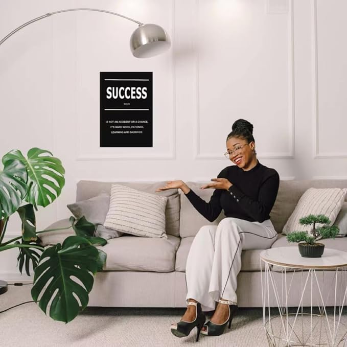 LMGOV Motivational Wall Decor, SUCCESS Office Wall Art for Men, Inspirational Canvas Painting for Bedroom, Black and White Poster for Bathroom, Home Office, Dorm, Gym