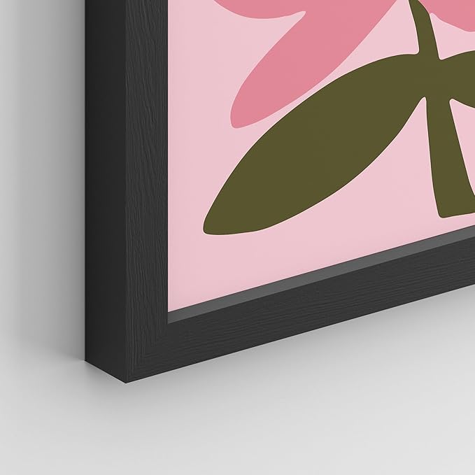SIGNWIN Framed Poster Bathroom Decor, Wall Art Room Decor Multicolor for Living Room, Bedroom, Office Pink Swan Botanical Flower Daisy Rose Monstera Nature Abstract Shapes - 12"x16"x 8 Black