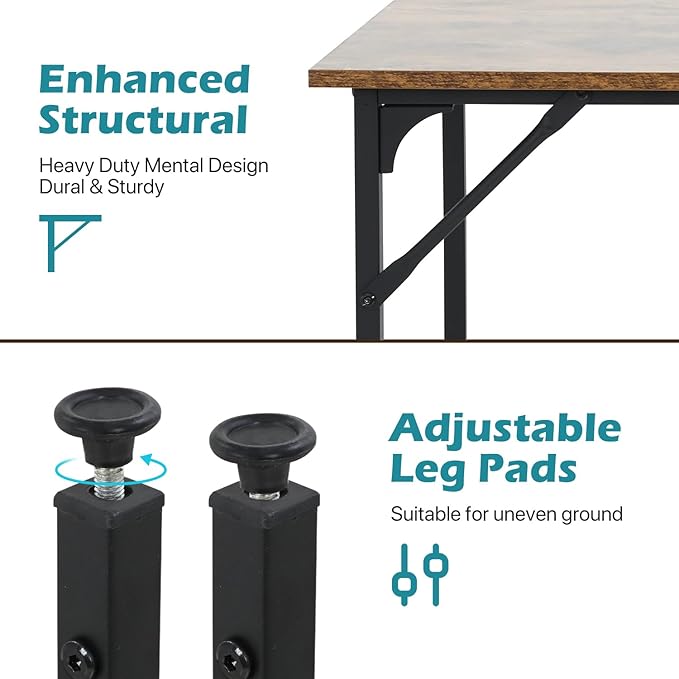 Dkelincs 40 Inch Small Computer Desk Home Office Desk Writing Desk Modern Simple Style Study Work Table with Metal Frame, Easy Assembly, Adjustable Feet, Water-Resistant, Scratchproof Surface, Vintage