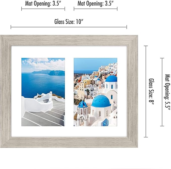 Americanflat 4x6 Double Picture Frame with Shatter-Resistant Glass - Fits Two 4x6 Photos or use as One 8x10 Picture Frame - Signature Collection - Collage Frames for Tabletop and Wall - Driftwood