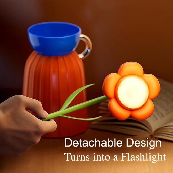 Rose Flower Desk Lamp - Infinite Dimming, Trichromatic Temperature, Rechargeable, Brightness Memory - Creative Decorative Ornaments with Adjustable Flowers (Pink)