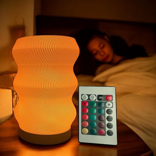 Wave Table Lamp - Modern Bedside Light for Bedroom, Desk, Nightstand, or Office - Mood Lighting Lamp - Eco-Friendly Gift Idea - Unique Home Decor - LED Night Light (Mini)