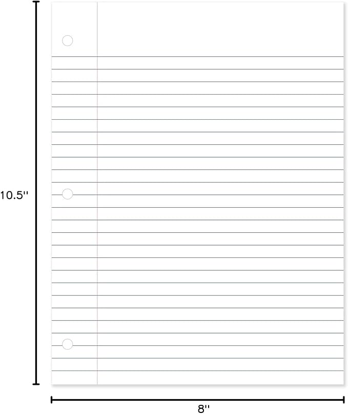 Mead Loose Leaf Paper, Wide Ruled Filler Notebook Paper, 8" x 10-1/2", 200 Sheets, Fits 3-Ring Binder (15200)