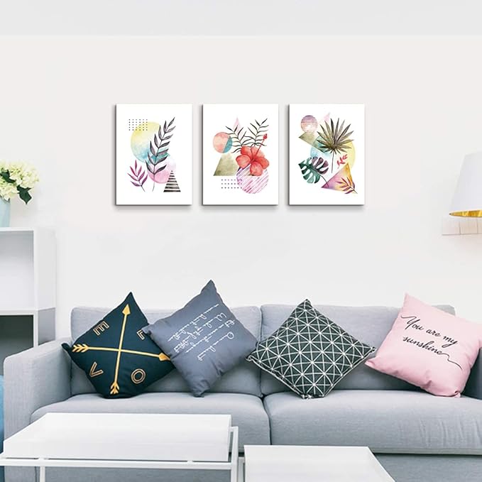 Wall Decor For Living Room Canvas Wall Art For Bedroom Fashion Wall Decorations For Kitchen Abstract Watercolor Paintings Bathroom Canvas Art Flowers Pictures Artwork Girls Room Home Decor 3 Pieces
