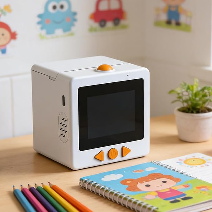 AI Voice Sticker Printer | Smart Mini Thermal Printer Box | AI Voice Control Label Sticker Maker Machine with Display | DIY Mini Photo Label Printers Smart Toy for Kids, Office & School