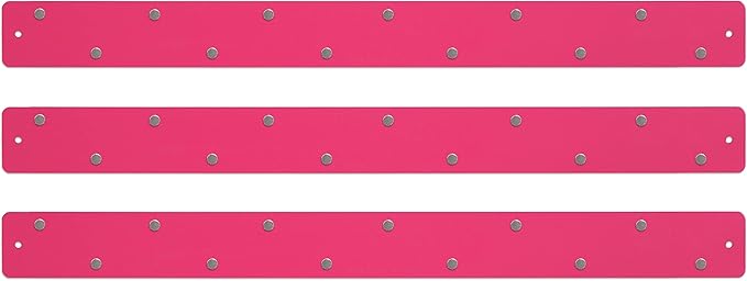 Three by Three Seattle Large Magnetic Strip Bulletin Board (3-Pack) – 28″ × 2.5″ Metal Magnetic Display Board with 12 Neodymium Magnets Each (Pink)