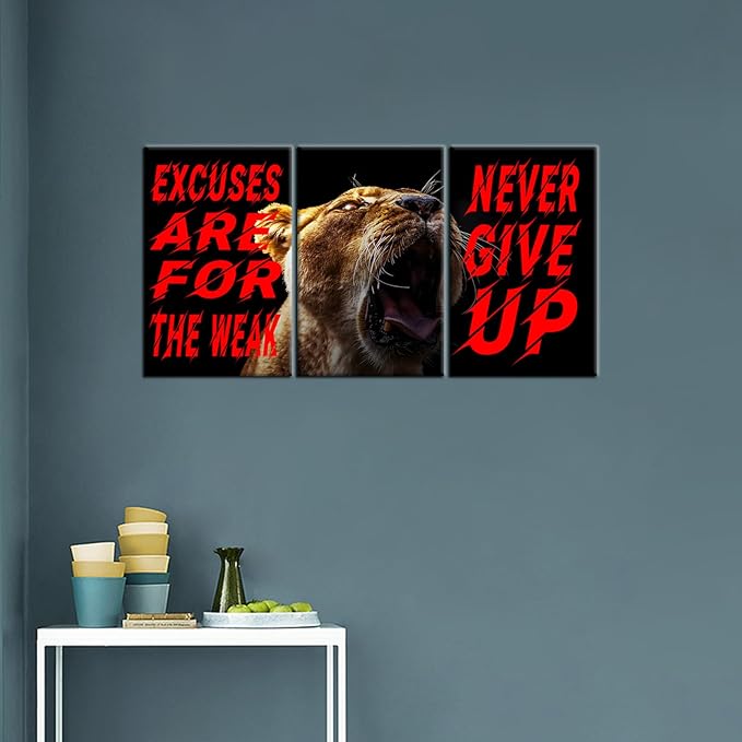 Inspirational Canvas Wall Art Excuses Are For The Weak Poster Print Entrepreneurs Quotes Picture Painting Talent Phrase Wall Decor for Office School Wall Decoration Stretched and Framed [48''Wx24''H]